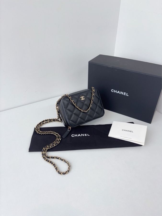 💎Chanel香奈兒|trendy cc mini黑金荔枝皮 盒子相機包|99新芯片款-1