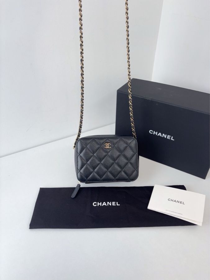 💎Chanel香奈兒|trendy cc mini黑金荔枝皮 盒子相機包|99新芯片款-4