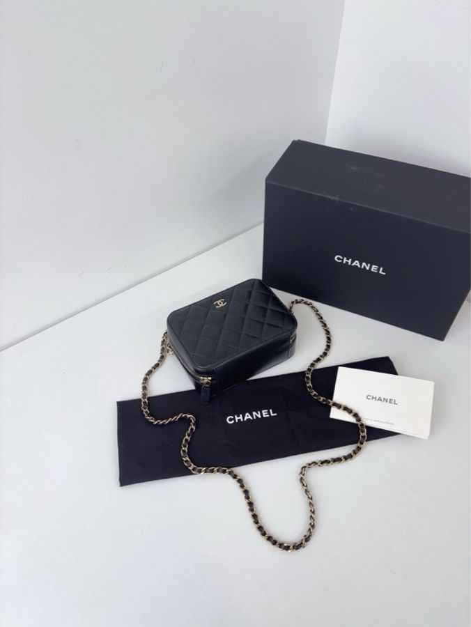 💎Chanel香奈兒|trendy cc mini黑金荔枝皮 盒子相機包|99新芯片款-7