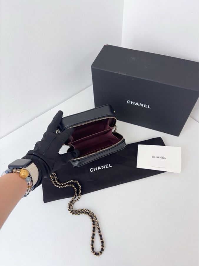 💎Chanel香奈兒|trendy cc mini黑金荔枝皮 盒子相機包|99新芯片款-8