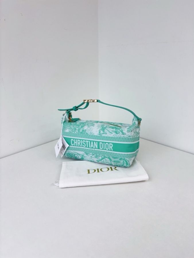 ✨Dior迪奧|Travel Nomad Hobo金扣飯盒包|薄荷綠動物園刺繡防水帆布|99新-2