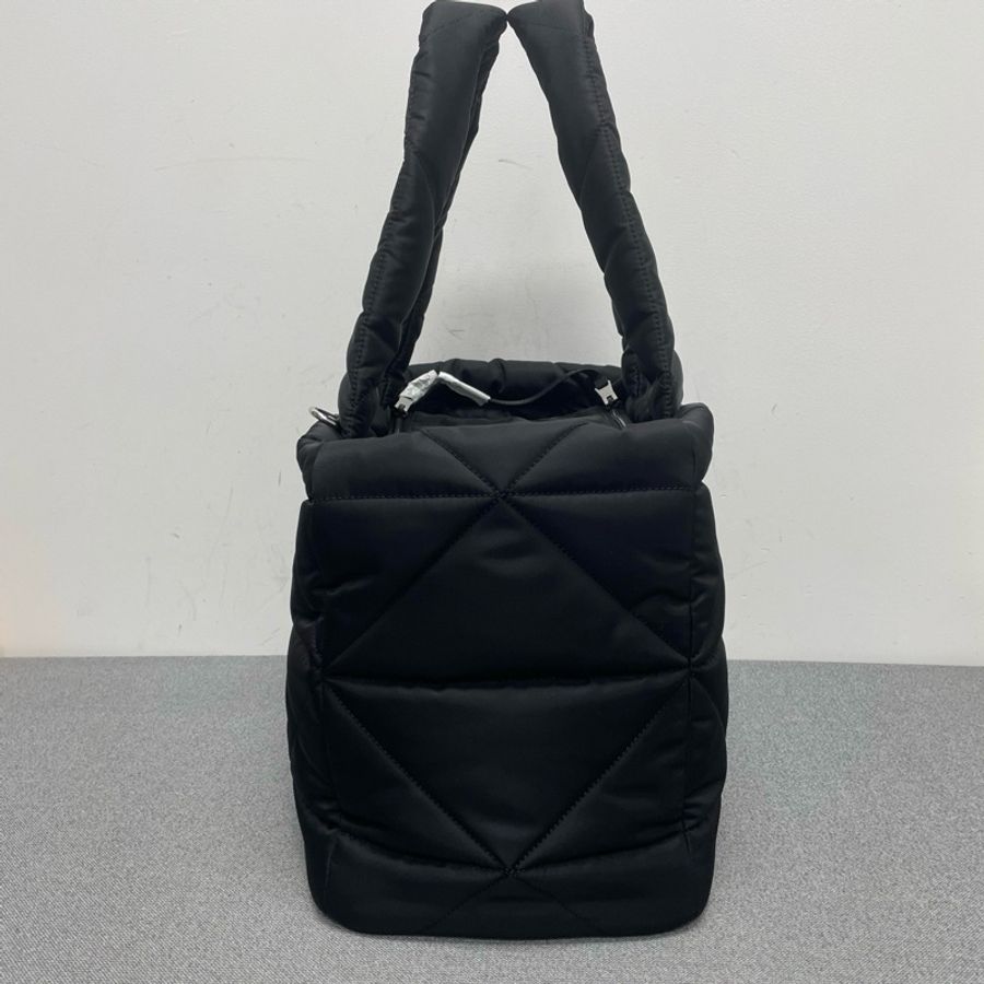Prada普拉達 三角標尼龍托特包手提包 黑色 底長38cm-3