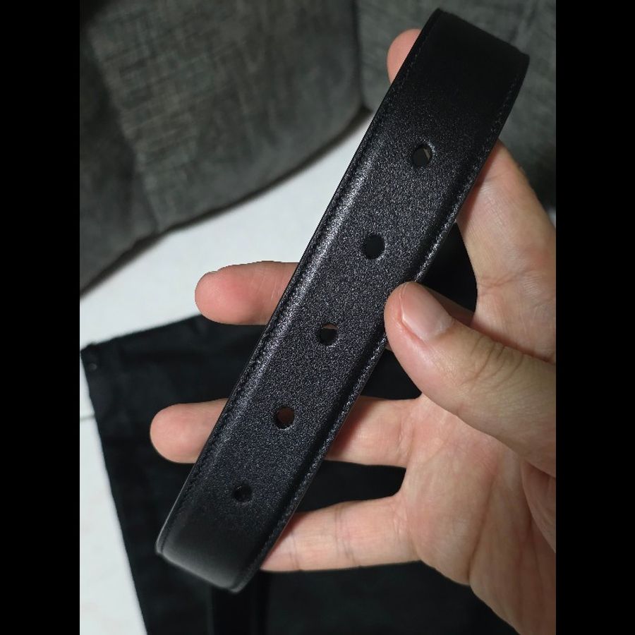 [全新] Saint Laurent YSL 經典Logo皮帶 黑金 90cm 未使用品-4
