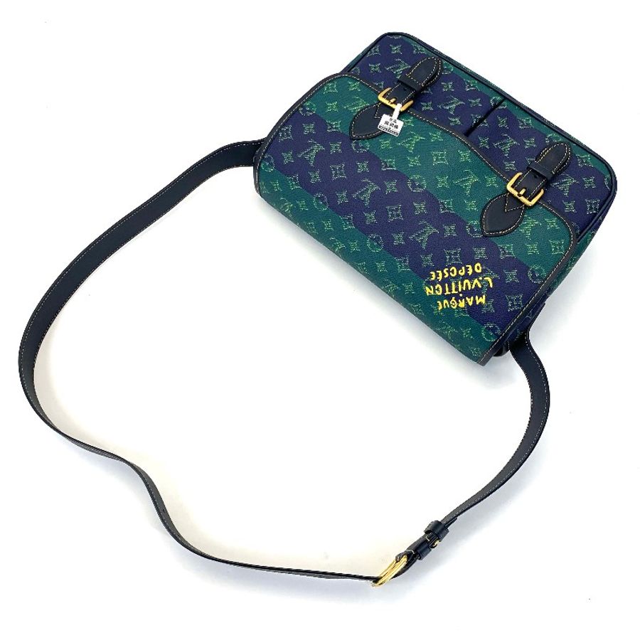 LV/路易威登 存放品99新Satchel老花拼色雙扣翻蓋郵差包-4