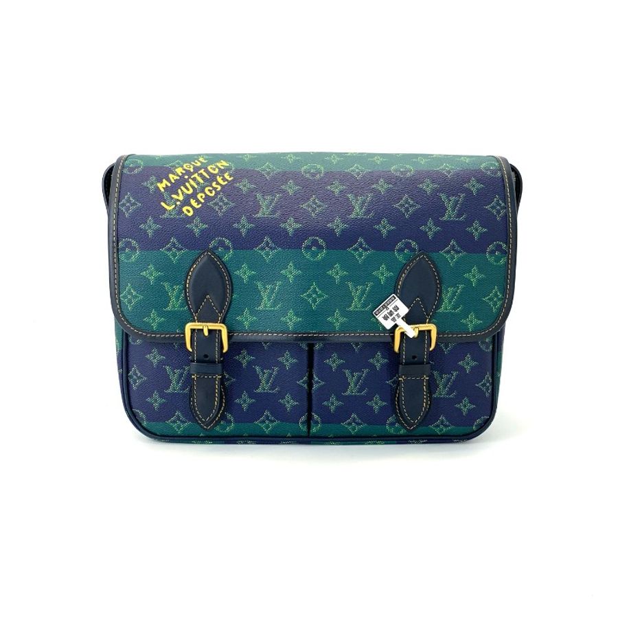 LV/路易威登 存放品99新Satchel老花拼色雙扣翻蓋郵差包-5
