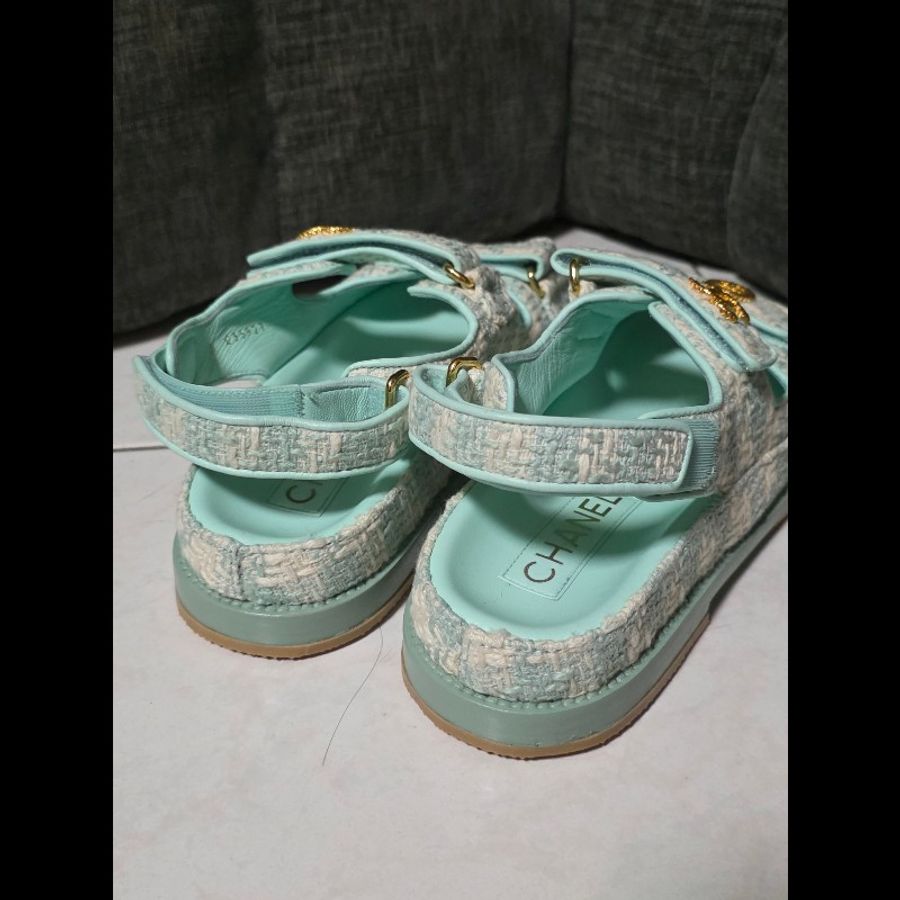 [閒置品] Chanel 香奈兒 薄荷綠 tweet 涼鞋 36.5-4