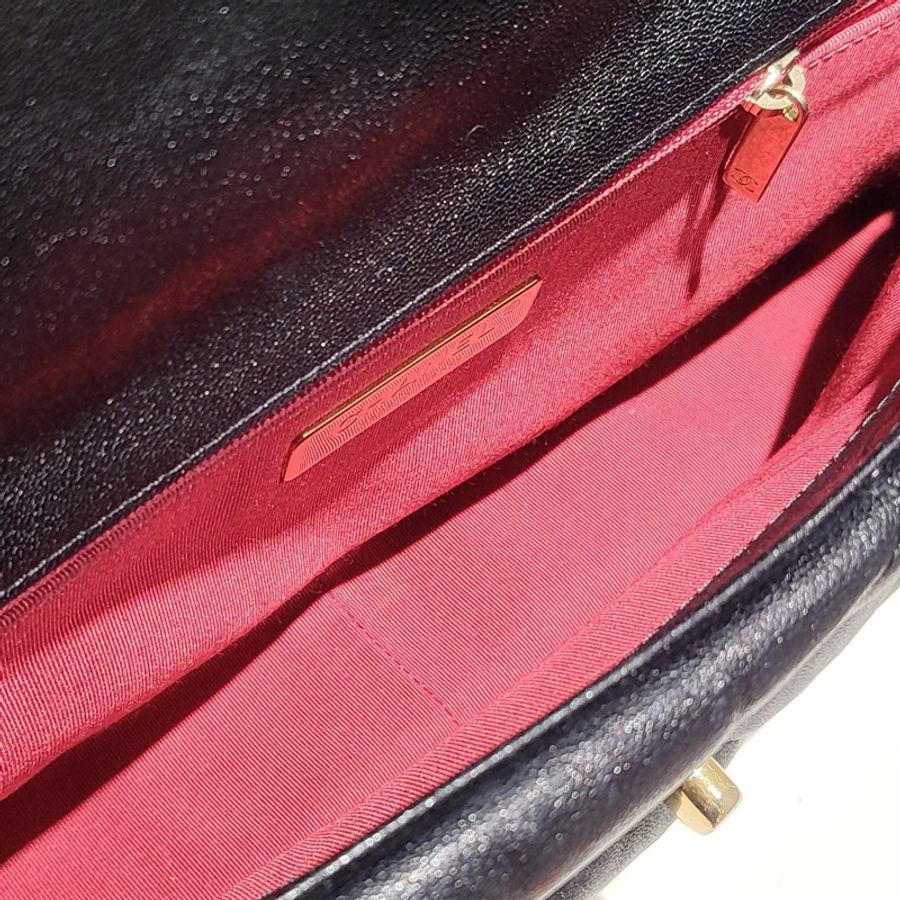 香奈儿/Chanel 中号19bag山羊皮 黑色-5