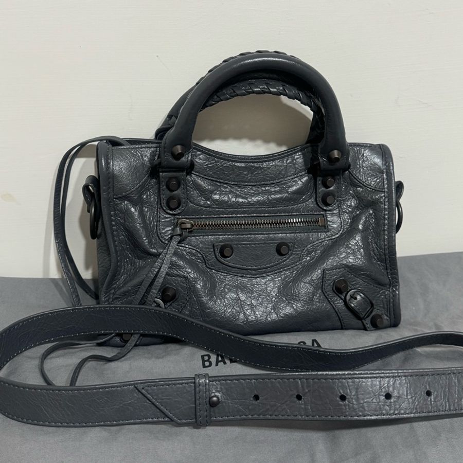 Balenciaga巴黎世家新款鐵灰機車包小號-4