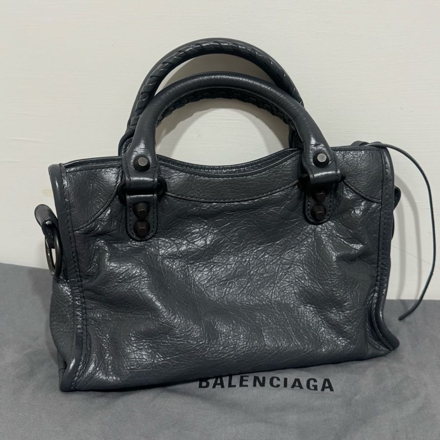 Balenciaga巴黎世家新款鐵灰機車包小號-6