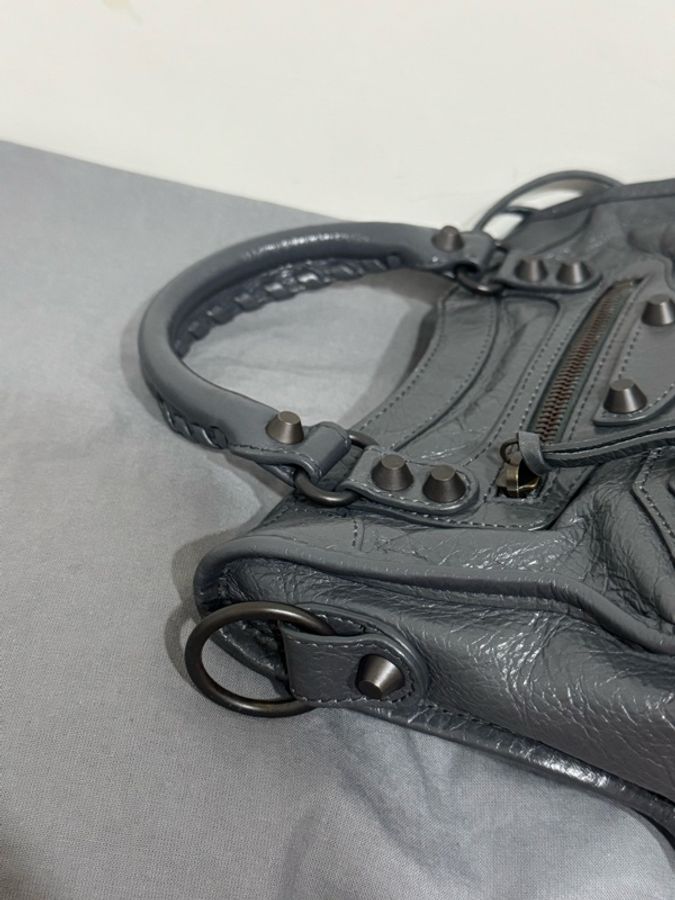 Balenciaga巴黎世家新款鐵灰機車包小號-18