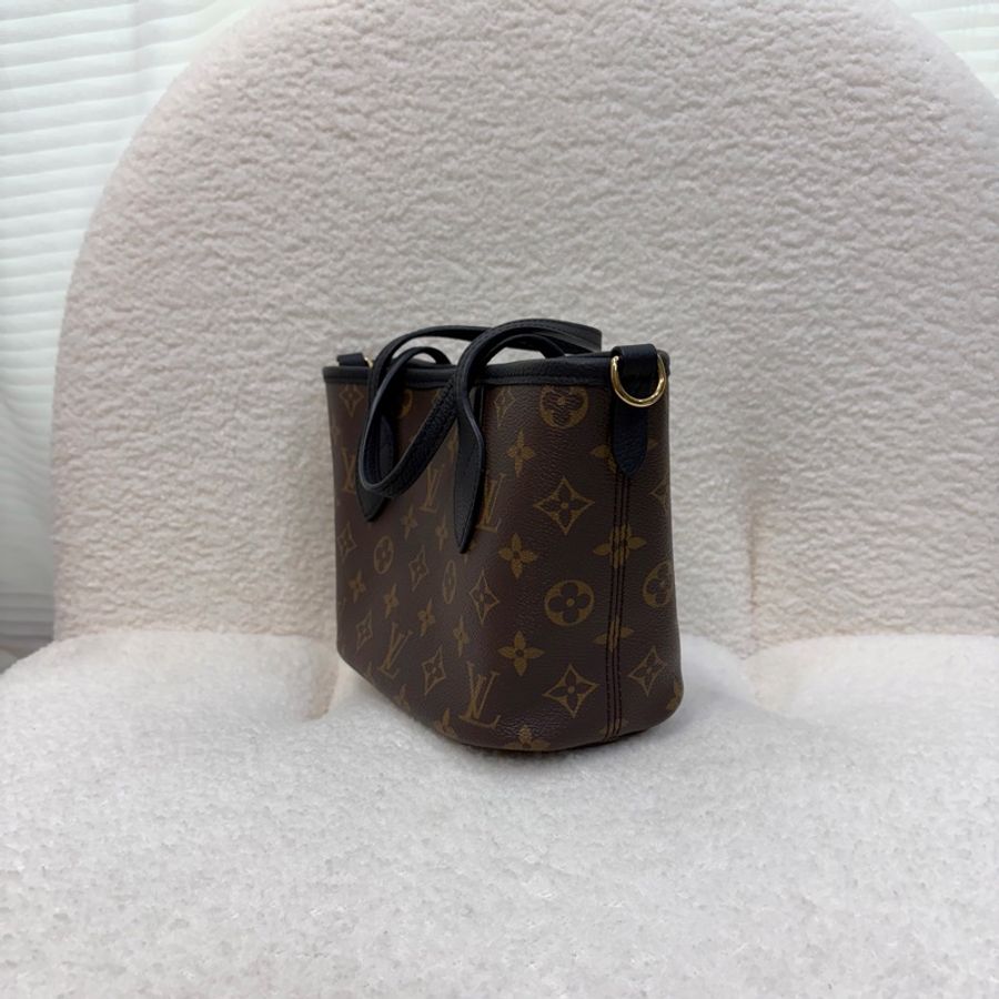 LV包包原花拚黑牛皮雙面NeverfullBB手提側背-2