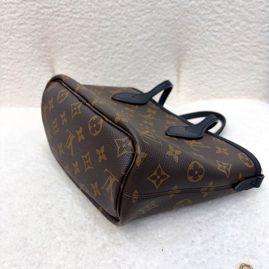 LV包包原花拚黑牛皮雙面NeverfullBB手提側背-8