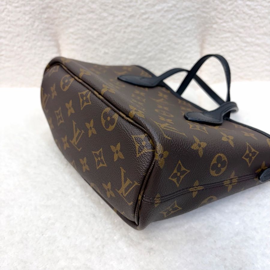LV包包原花拚黑牛皮雙面NeverfullBB手提側背-10