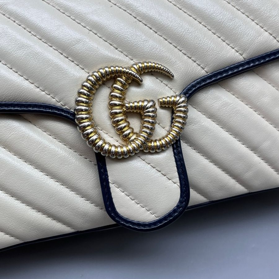 GUCCI 97新 拼色marmont中號鏈條包-6