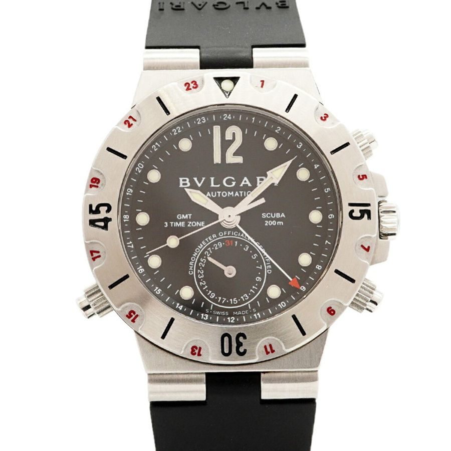 寶格麗 Diagono Scuba GMT SD38SGMT 黑色錶盤男士腕錶-0