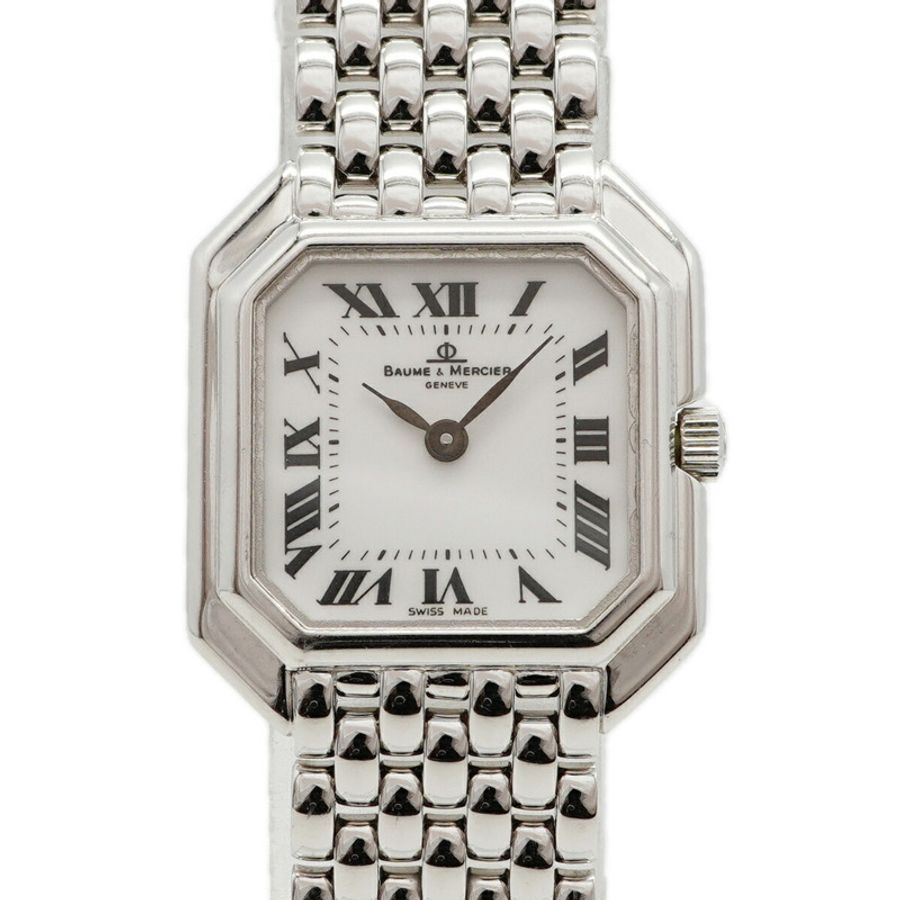 名士 (Baume & Mercier) 750 WG 18259 白色錶盤小姐腕錶-0