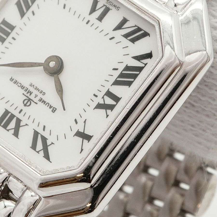 名士 (Baume & Mercier) 750 WG 18259 白色錶盤小姐腕錶-6