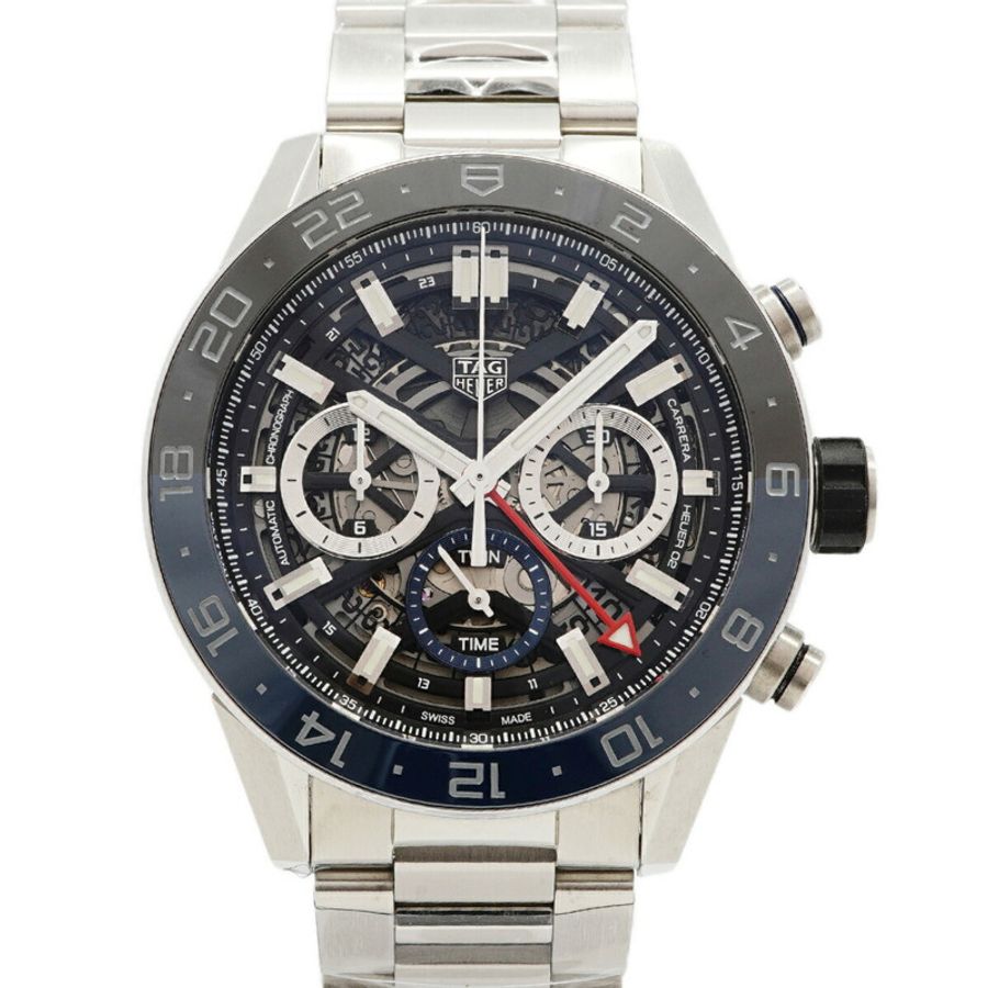 TAG Heuer Carrera Calibre 02 GMT CBG2A1Z 鏤空錶盤男士腕錶-0