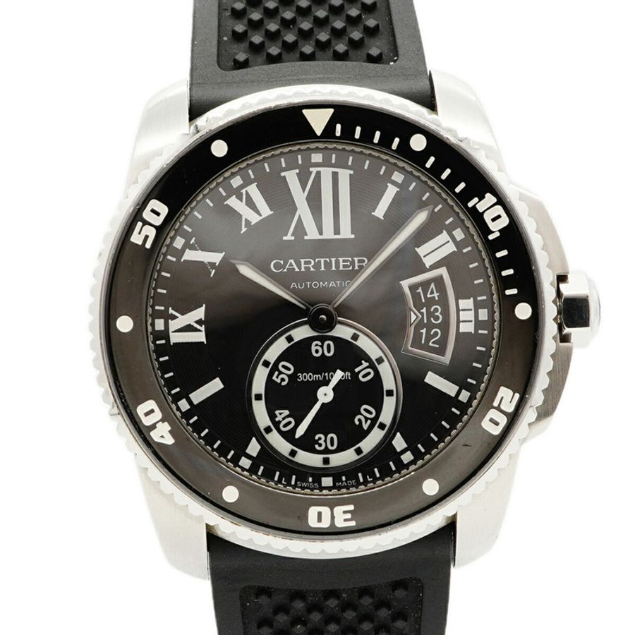 卡地亞 Calibre Diver 300M W7100056 黑色錶盤男士腕錶-0