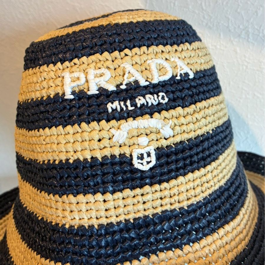 prada海軍藍/米色條紋帽子M-5