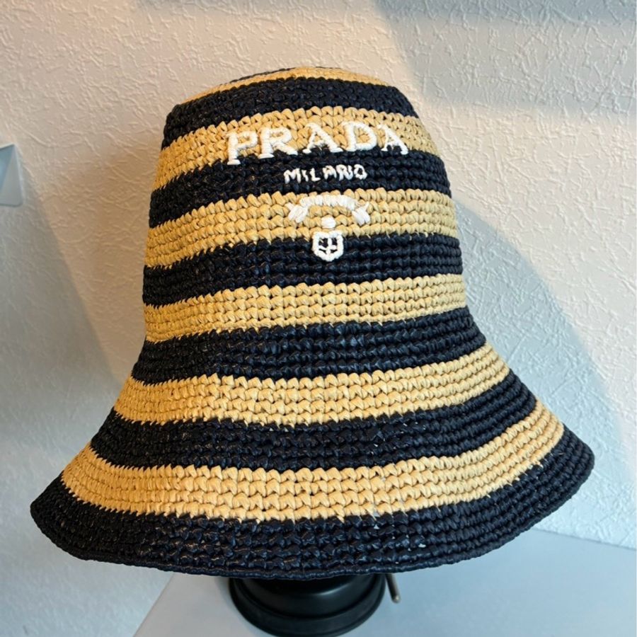 prada海軍藍/米色條紋帽子M-12