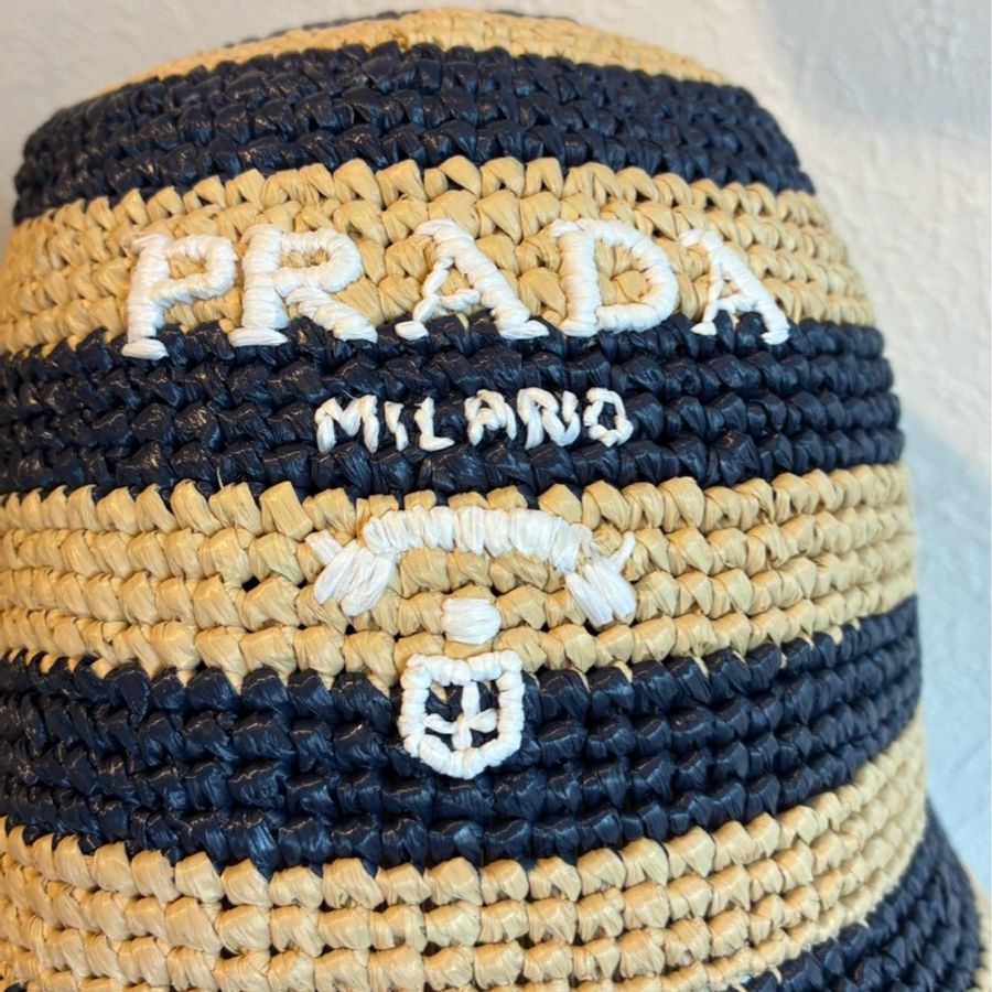 prada海軍藍/米色條紋帽子M-13