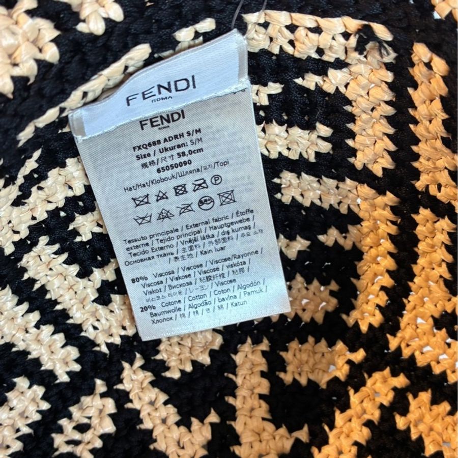 Fendi 黑/米滿版logo漁夫帽-6