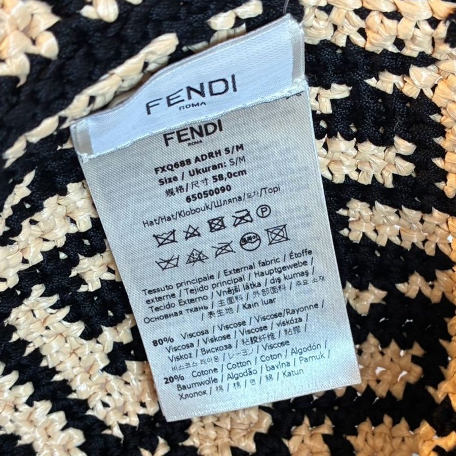 Fendi 黑/米滿版logo漁夫帽-11