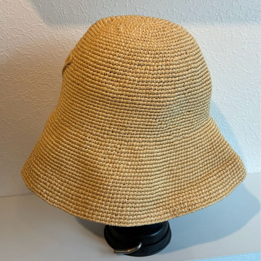 prada 鐵牌logo草編漁夫帽M-1