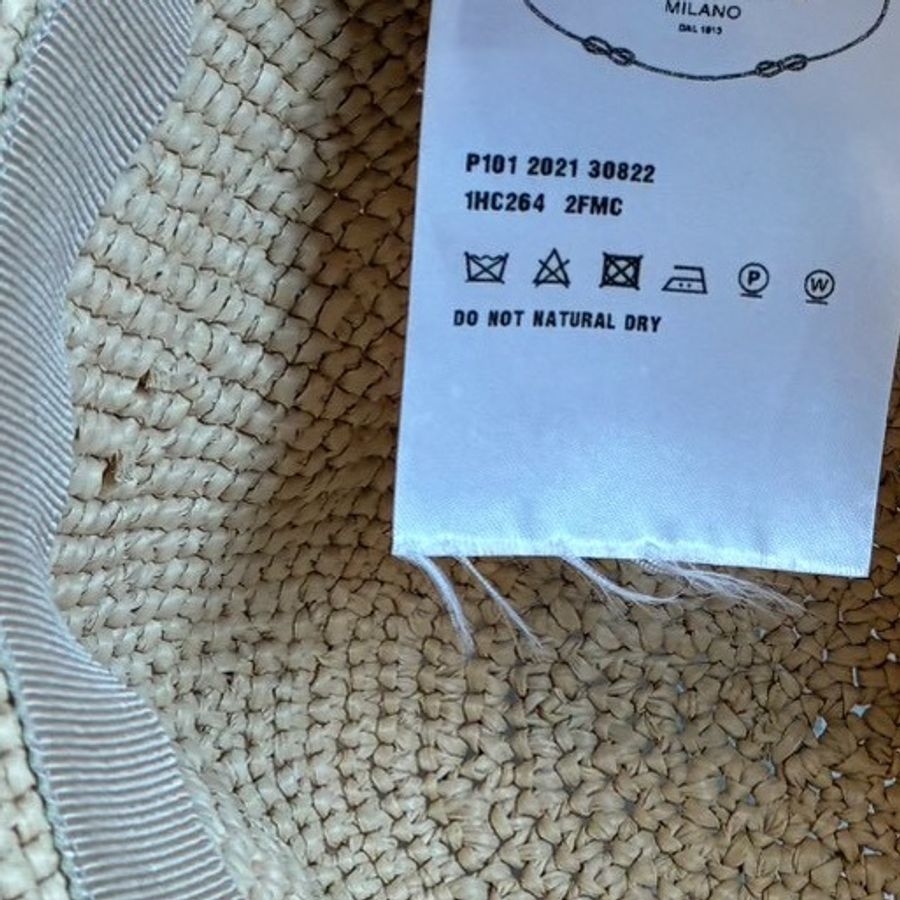 prada 鐵牌logo草編漁夫帽M-13