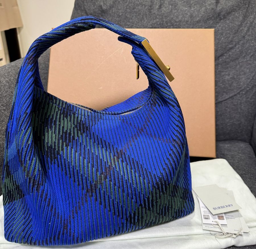 BURBERRY 專櫃正品 8082048 藍色PEG 中號 手提包 肩背包-0