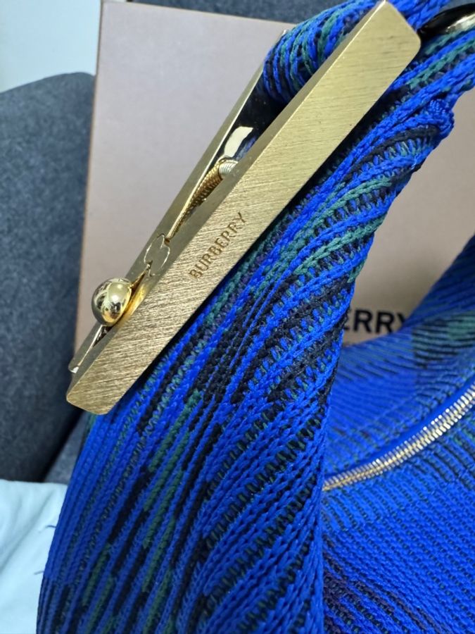 BURBERRY 專櫃正品 8082048 藍色PEG 中號 手提包 肩背包-3