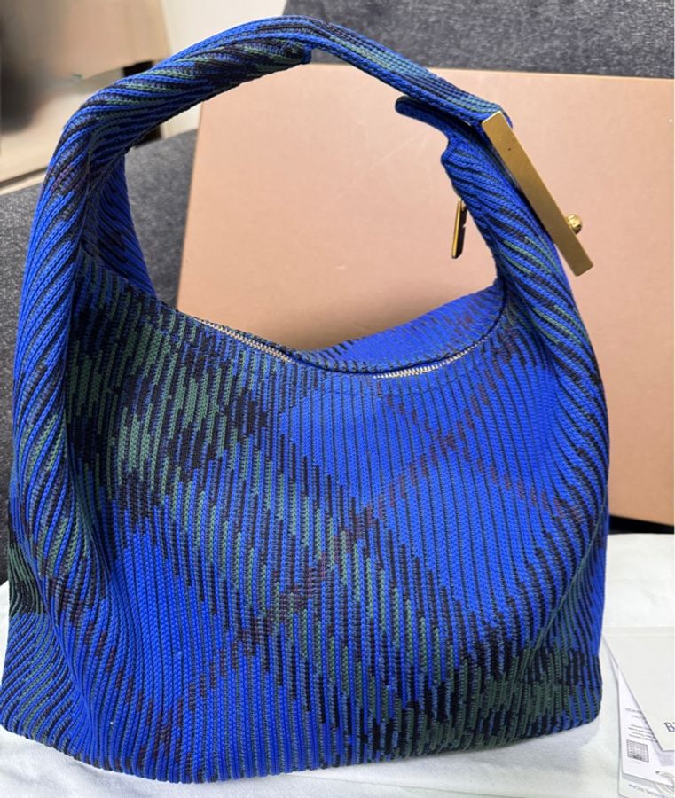 BURBERRY 專櫃正品 8082048 藍色PEG 中號 手提包 肩背包-6