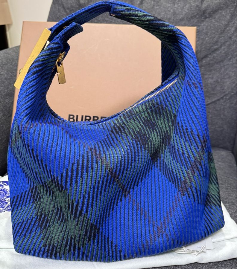 BURBERRY 專櫃正品 8082048 藍色PEG 中號 手提包 肩背包-7