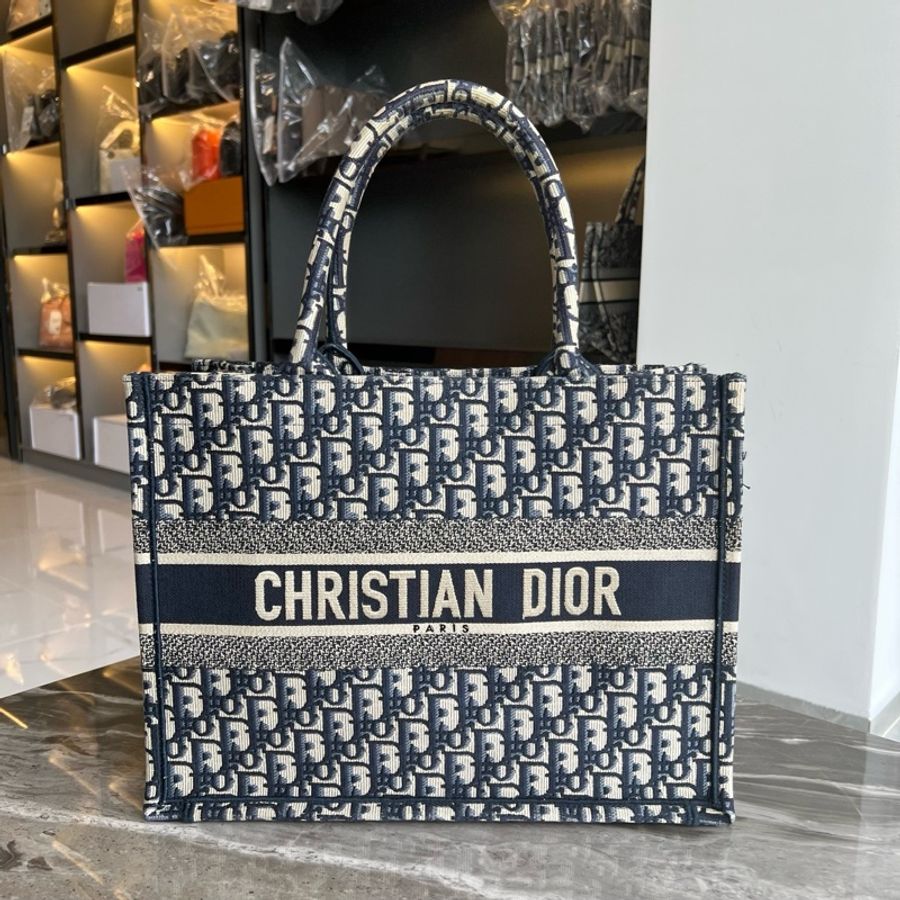 DIOR迪奧 BookTote 老花滿印大容量 Oblique手工 刺繡 托特包Tote包-0