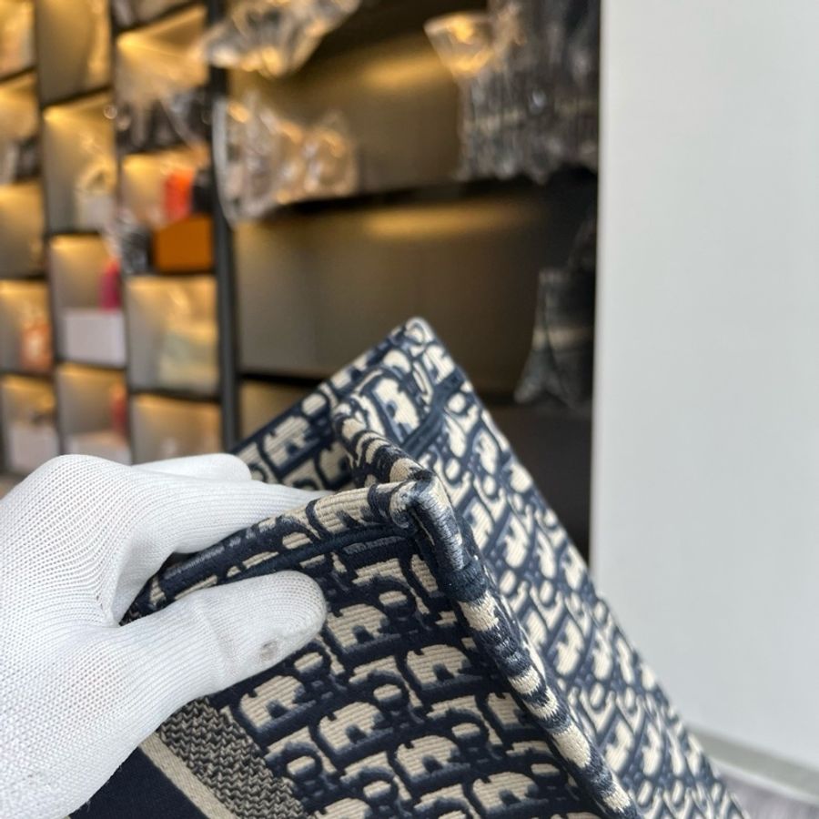 DIOR迪奧 BookTote 老花滿印大容量 Oblique手工 刺繡 托特包Tote包-9