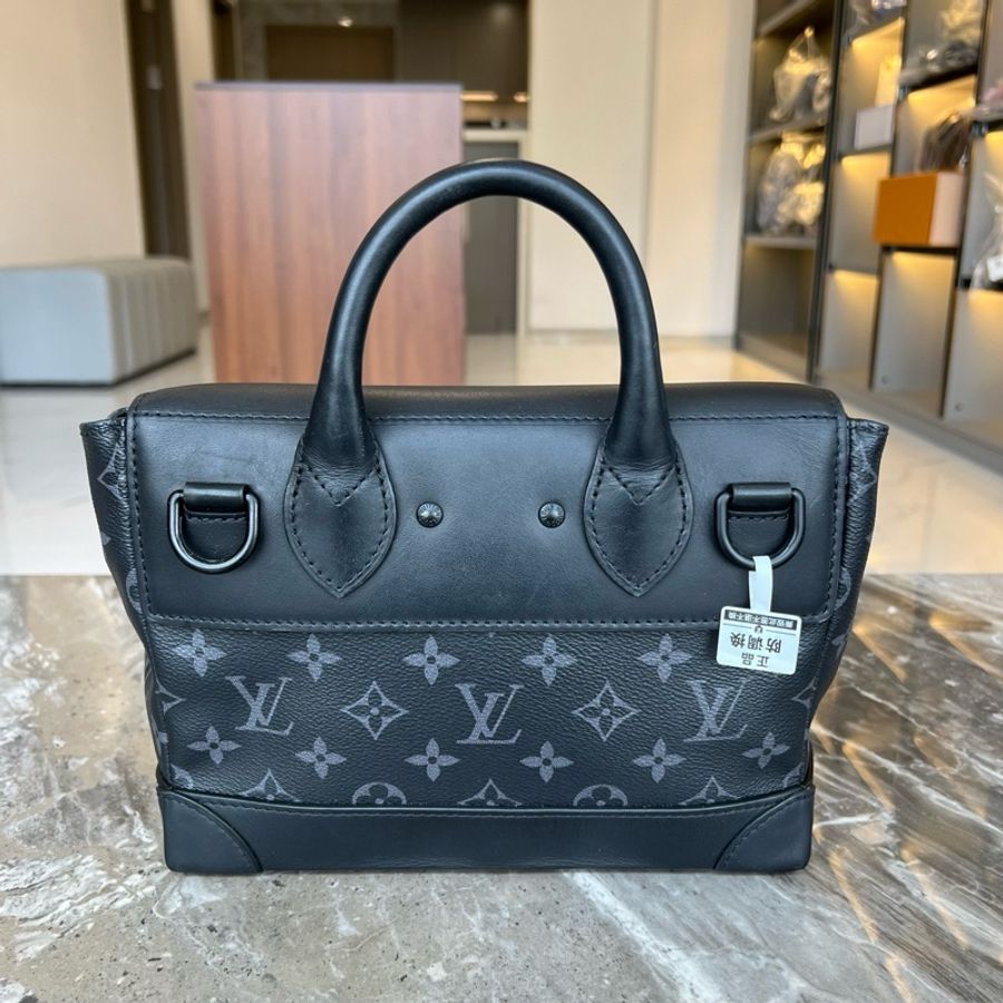 LV 路易威登LOUIS VUITTON Steamer 小盒子 Monogram Eclipse 塗層帆布 單肩斜挎手提包 小號 黑色拼灰色印花 芯片款-2