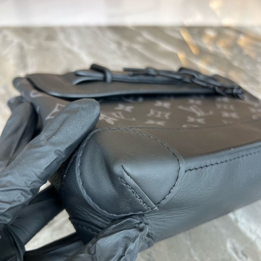 LV 路易威登LOUIS VUITTON Steamer 小盒子 Monogram Eclipse 塗層帆布 單肩斜挎手提包 小號 黑色拼灰色印花 芯片款-9