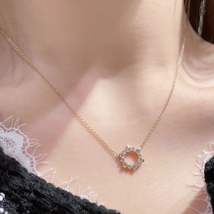 Tiffany蒂芙尼!鏤空圓形滿鑽PT950鉑金小太陽項鍊,小太陽寓意溫婉柔美圓滿幸福,鑲嵌12顆天然鑽石,附件:內外盒,-2