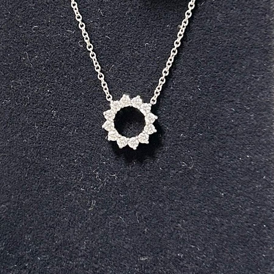 Tiffany蒂芙尼!鏤空圓形滿鑽PT950鉑金小太陽項鍊,小太陽寓意溫婉柔美圓滿幸福,鑲嵌12顆天然鑽石,附件:內外盒,-3