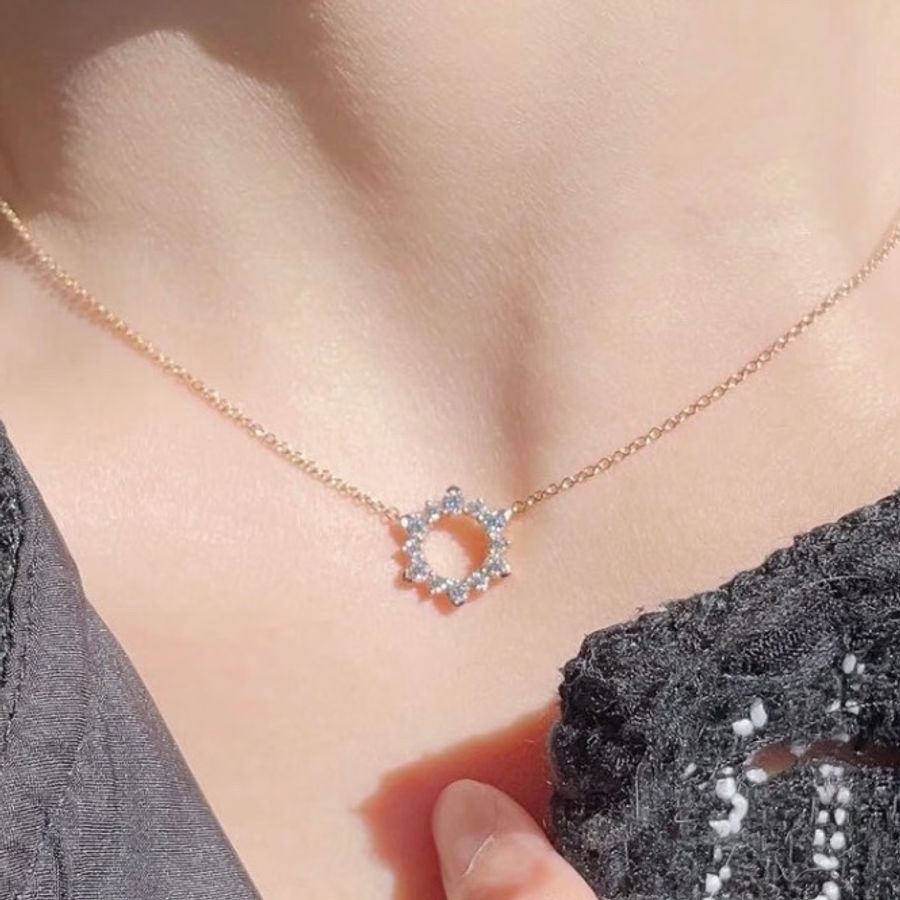 Tiffany蒂芙尼!鏤空圓形滿鑽PT950鉑金小太陽項鍊,小太陽寓意溫婉柔美圓滿幸福,鑲嵌12顆天然鑽石,附件:內外盒,-4