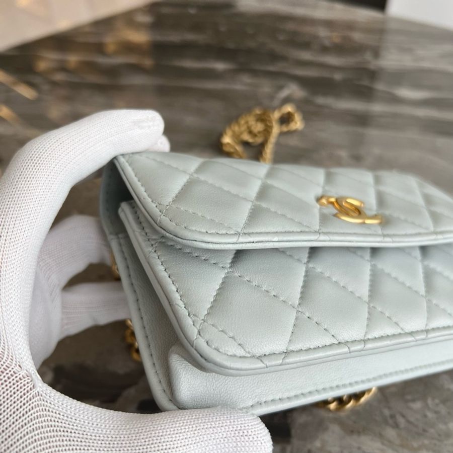 CHANEL香奈兒 Classic Flap CF 23S 山茶花調節扣鏈條菱格小金球 小羊皮 單肩-13