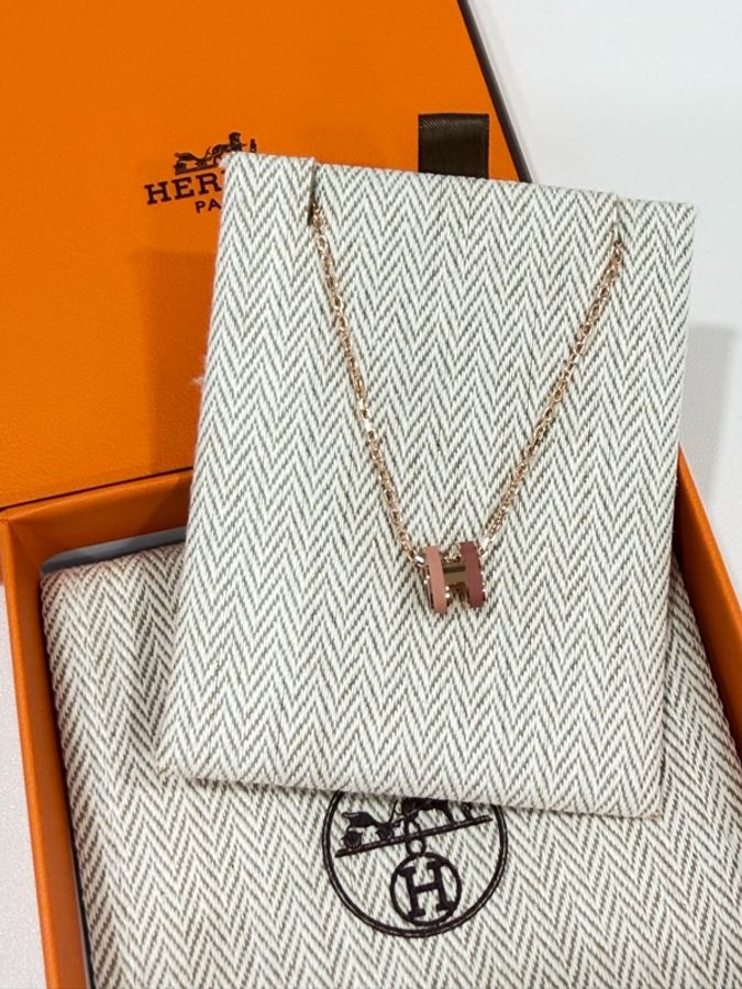 全新 Hermes mini pop h 項鍊/拼色/粉/低調優雅-0