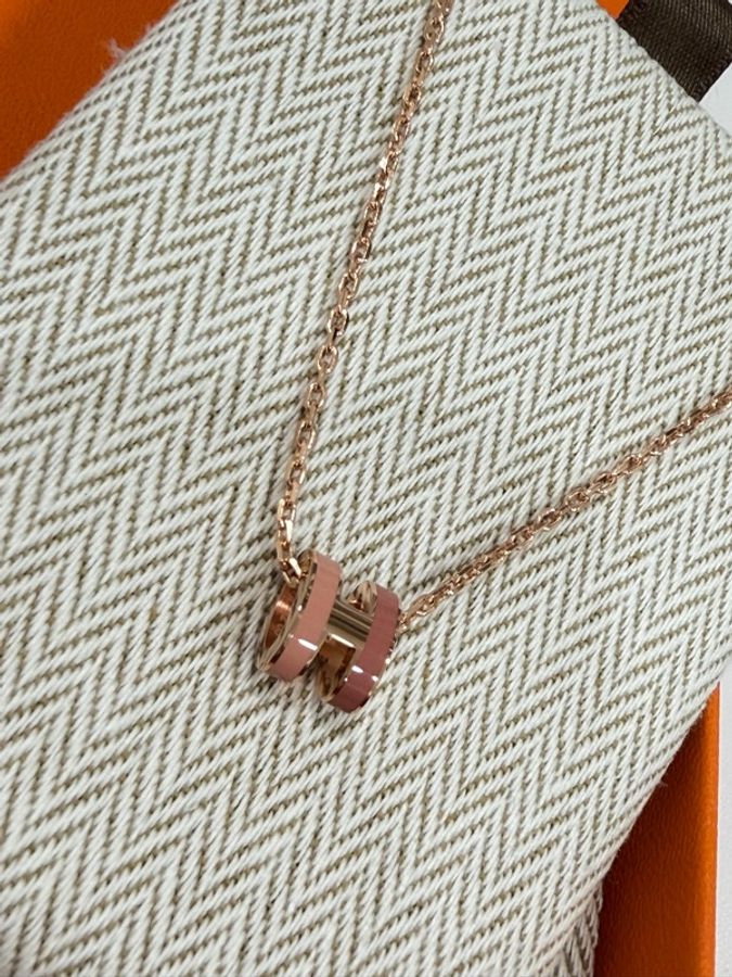 全新 Hermes mini pop h 項鍊/拼色/粉/低調優雅-1