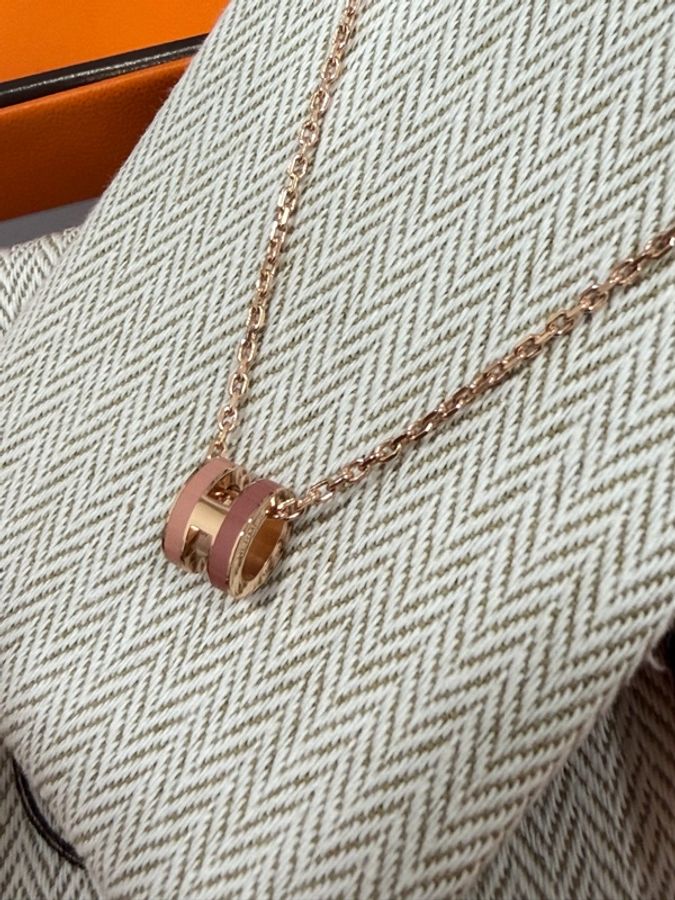 全新 Hermes mini pop h 項鍊/拼色/粉/低調優雅-3