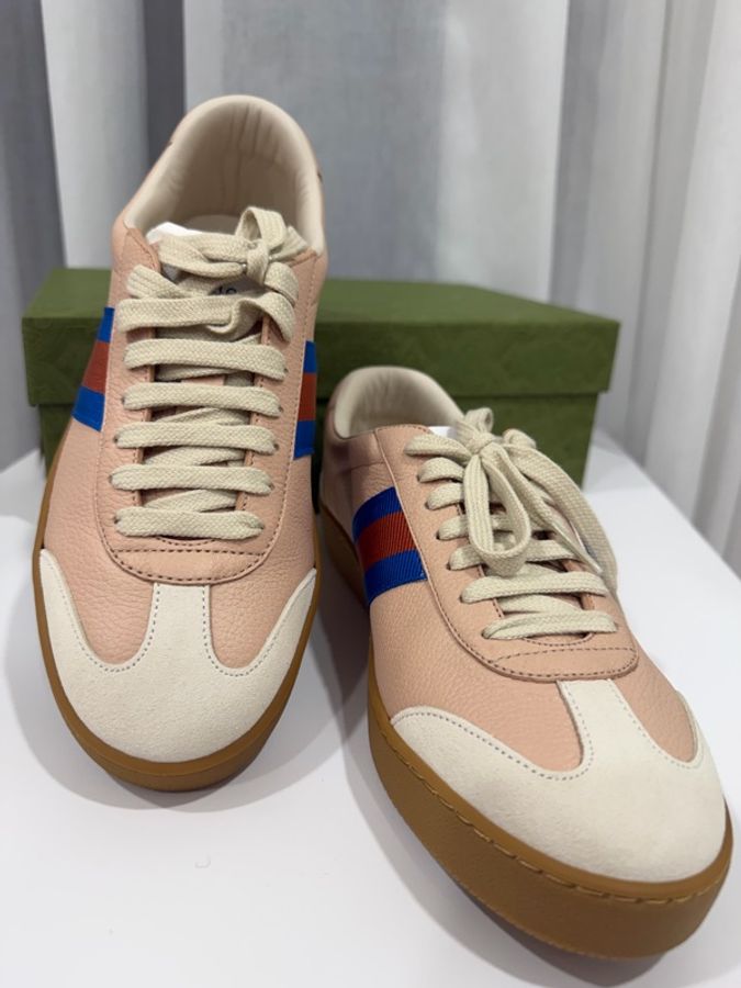 全新Gucci 板鞋/運動鞋/粉色麂皮-0