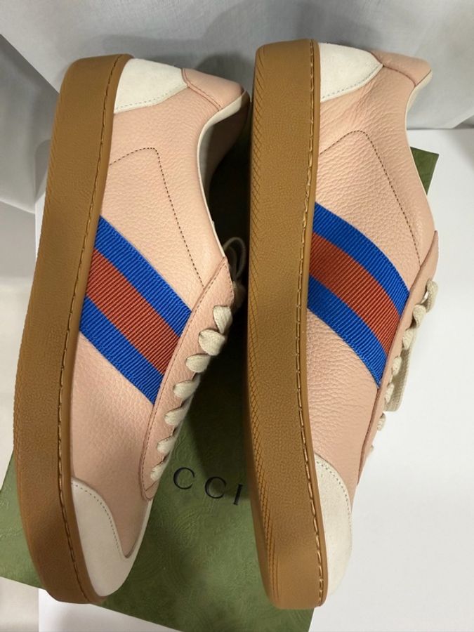 全新Gucci 板鞋/運動鞋/粉色麂皮-1