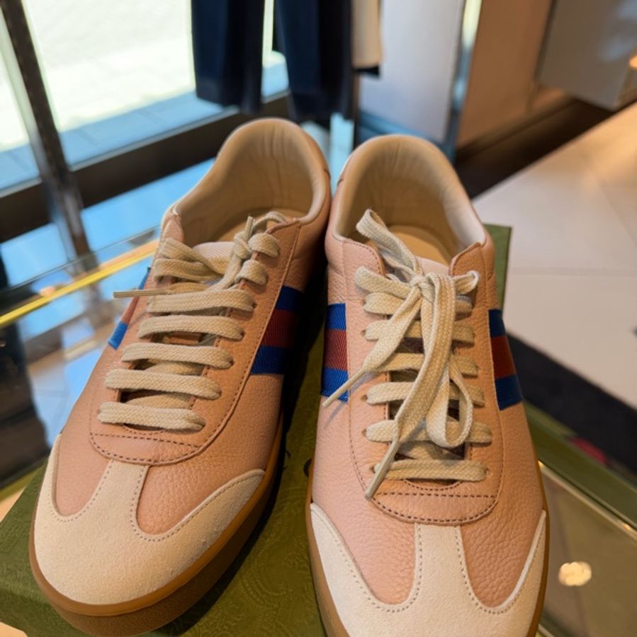 全新Gucci 板鞋/運動鞋/粉色麂皮-4