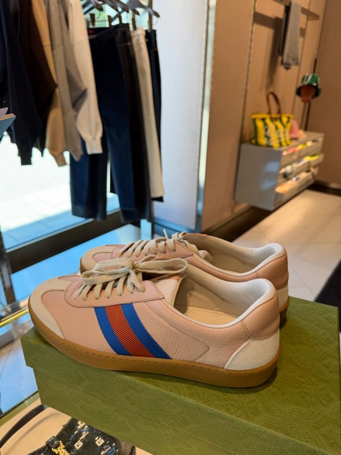 全新Gucci 板鞋/運動鞋/粉色麂皮-5