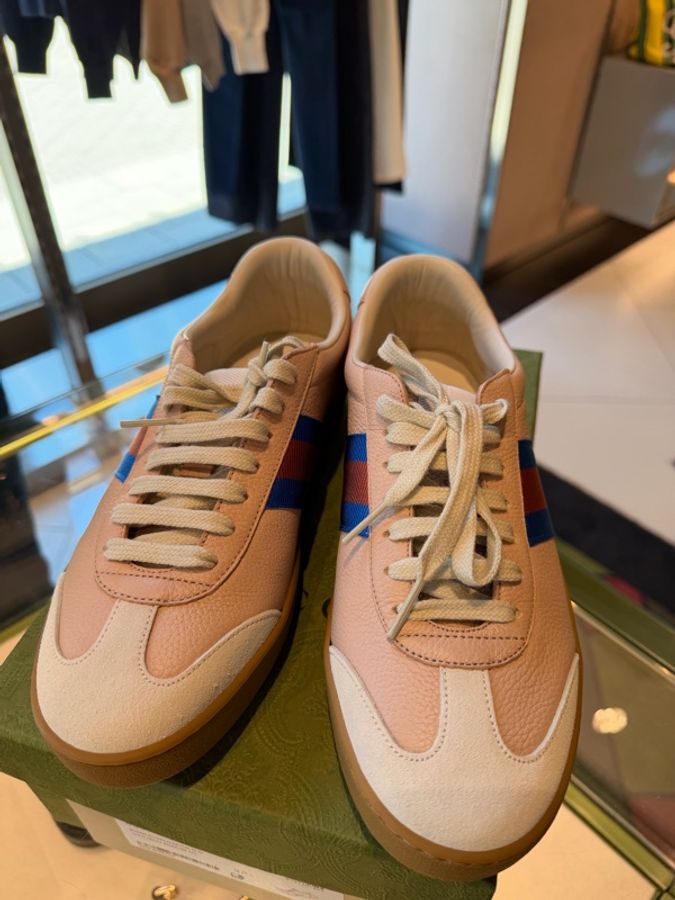 全新Gucci 板鞋/運動鞋/粉色麂皮-6